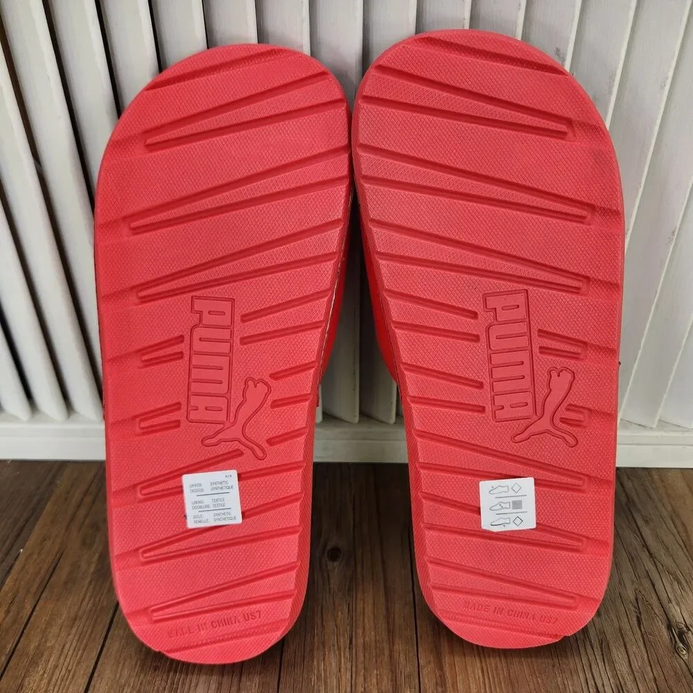 Puma Cool Cat BX JR Slides Junior Sz 7C High Risk Red Puma Black Slip On Sandals